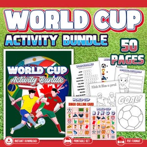 World Soccer Cup Kids Activity Bundle Printable Games