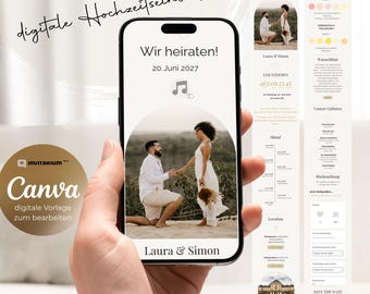 Digitale Hochzeitseinladung mit RSVP I bearbeitbare Einladung Hochzeit I Modern I Deutsch | PDF Download I digitaler Versand via Whatsapp