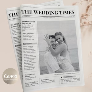 Modello di giornale per matrimoni modificabile su Canva / Matrimonio vintage / Libro degli ospiti per matrimoni stampabile / Giochi per matrimoni / Giornale per matrimoni modificabile