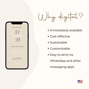 Modern Beige Wedding Save the Date editable Canva Template I instant download I electronic invitation via smartphone image 3