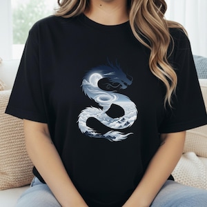Celestial Cloud Dragon T-Shirt | Moon Storm Aesthetic, Dreamcore Mythical Tee