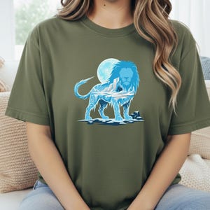 Ice King Lion T-Shirt - Frozen Glacier Animal Graphic Tee - Arctic Spirit Nature Art - Minimalist Gym Motivation image 8