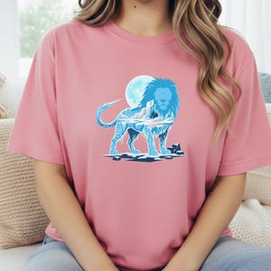 Ice King Lion T-Shirt - Frozen Glacier Animal Graphic Tee - Arctic Spirit Nature Art - Minimalist Gym Motivation image 5