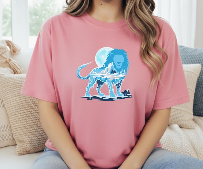 Ice King Lion T-Shirt - Frozen Glacier Animal Graphic Tee - Arctic Spirit Nature Art - Minimalist Gym Motivation image 5