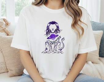 Void Lion Shirt - Cosmic Spirit Animal Graphic - Modern Mystic Apparel - Minimalist Abstract Streetwear