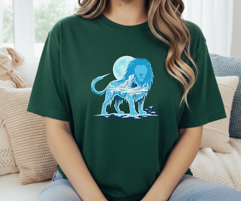 Ice King Lion T-Shirt - Frozen Glacier Animal Graphic Tee - Arctic Spirit Nature Art - Minimalist Gym Motivation image 10