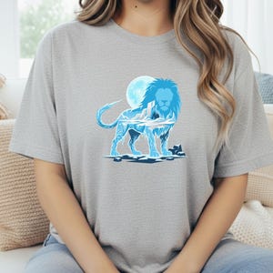 Ice King Lion T-Shirt - Frozen Glacier Animal Graphic Tee - Arctic Spirit Nature Art - Minimalist Gym Motivation image 9