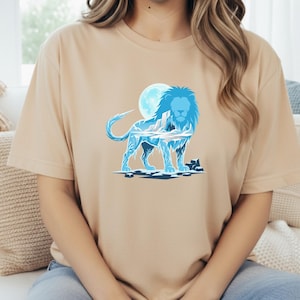 Ice King Lion T-Shirt - Frozen Glacier Animal Graphic Tee - Arctic Spirit Nature Art - Minimalist Gym Motivation image 7