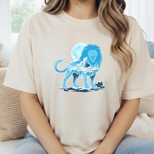 Ice King Lion T-Shirt - Frozen Glacier Animal Graphic Tee - Arctic Spirit Nature Art - Minimalist Gym Motivation image 3