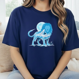 Ice King Lion T-Shirt - Frozen Glacier Animal Graphic Tee - Arctic Spirit Nature Art - Minimalist Gym Motivation image 4
