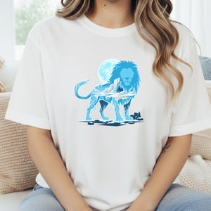 Ice King Lion T-Shirt - Frozen Glacier Animal Graphic Tee - Arctic Spirit Nature Art - Minimalist Gym Motivation image 6