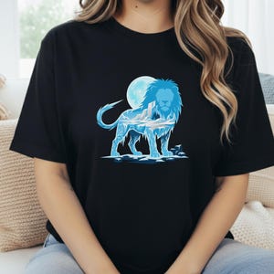 Ice King Lion T-Shirt - Frozen Glacier Animal Graphic Tee - Arctic Spirit Nature Art - Minimalist Gym Motivation image 1