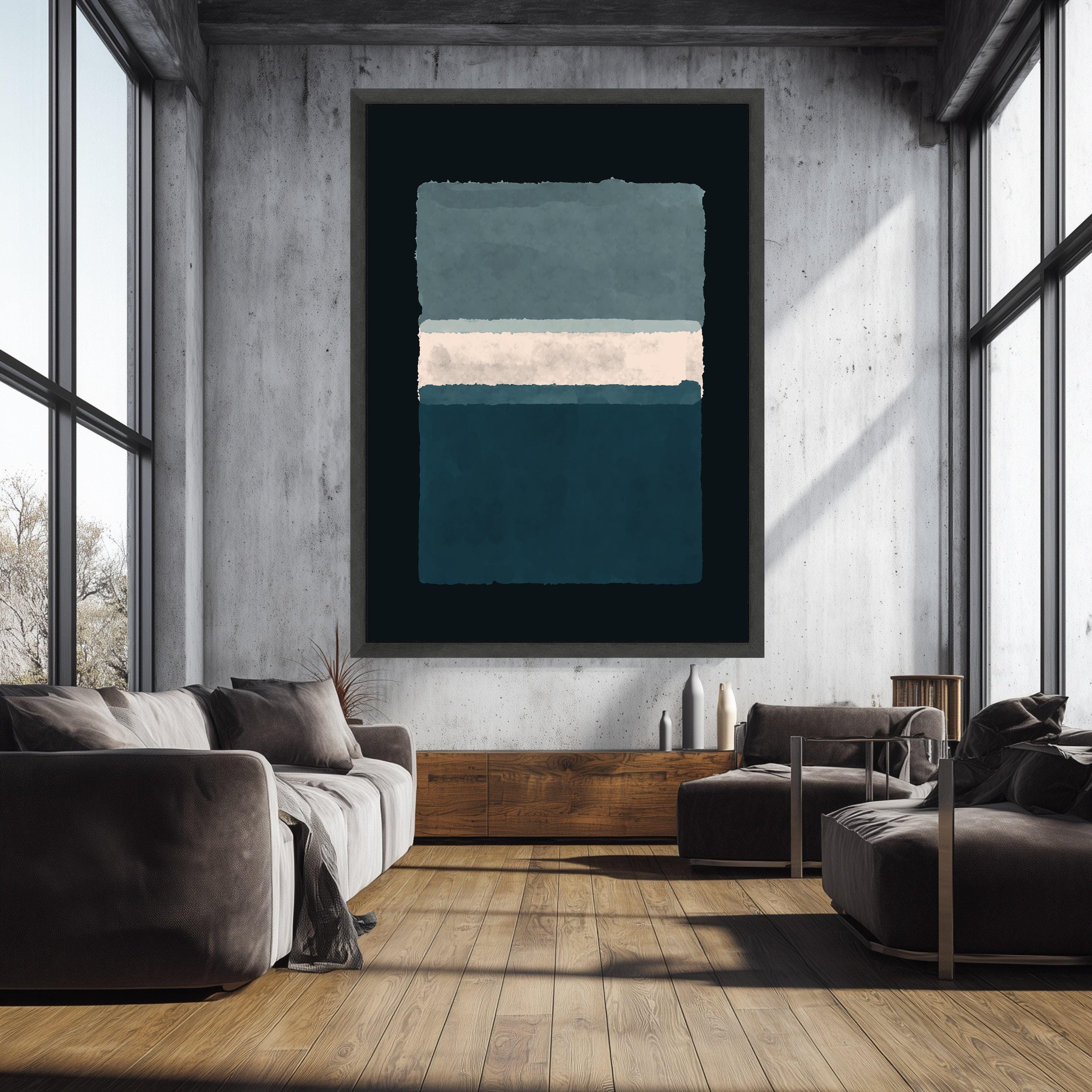 Mark Rothko Style Blue Abstract Canvas Art, Modern Color Block, Framed ...