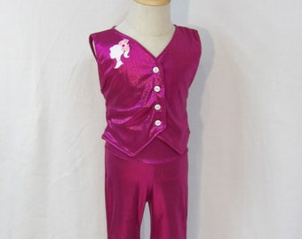 Hot pink two piece doll inspired vest and bell bottoms