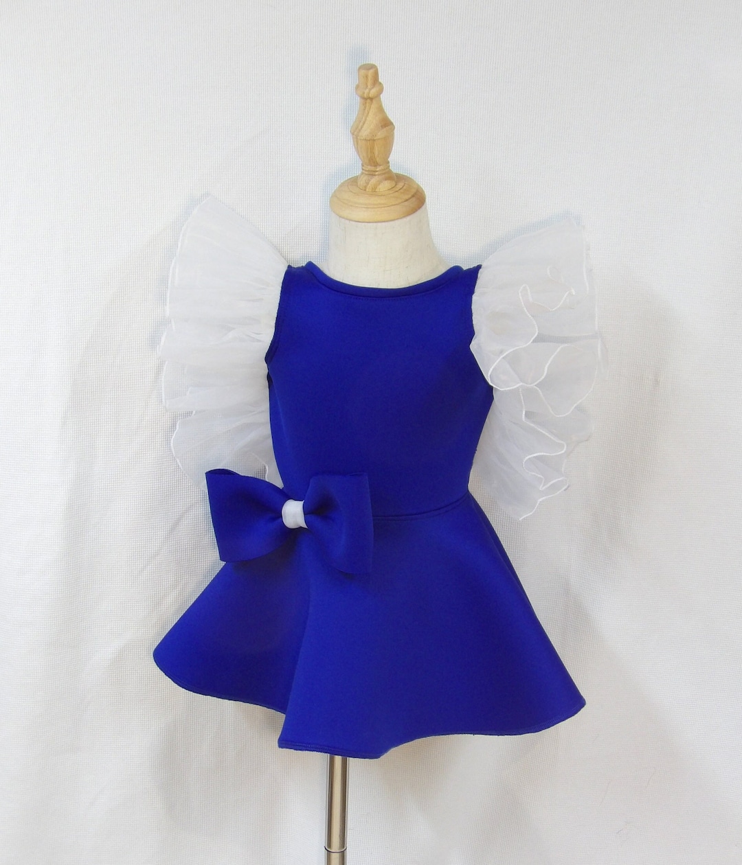 SL Fashions Women's Bow Flutter Sleeve Gown Blue Size 12 Petite