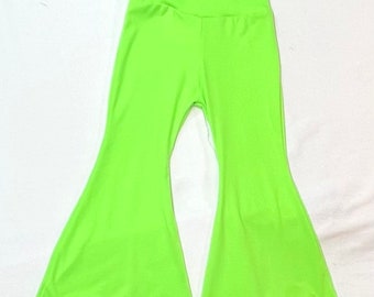 Neon green flared leggings/bell bottoms