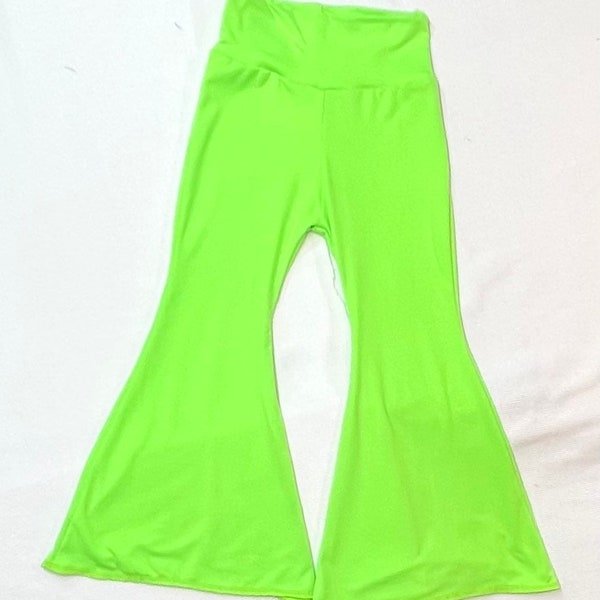 Neon green flared leggings/bell bottoms