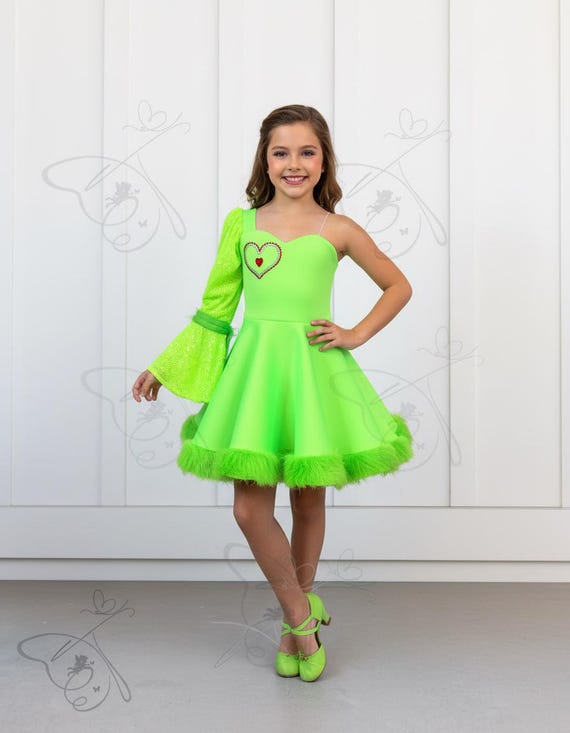 green dress with fur trim Hemline Exclusive Fran Mini Dress – Hemline Rice Village