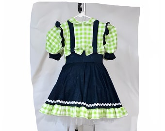 Lime green and denim country pageant dress