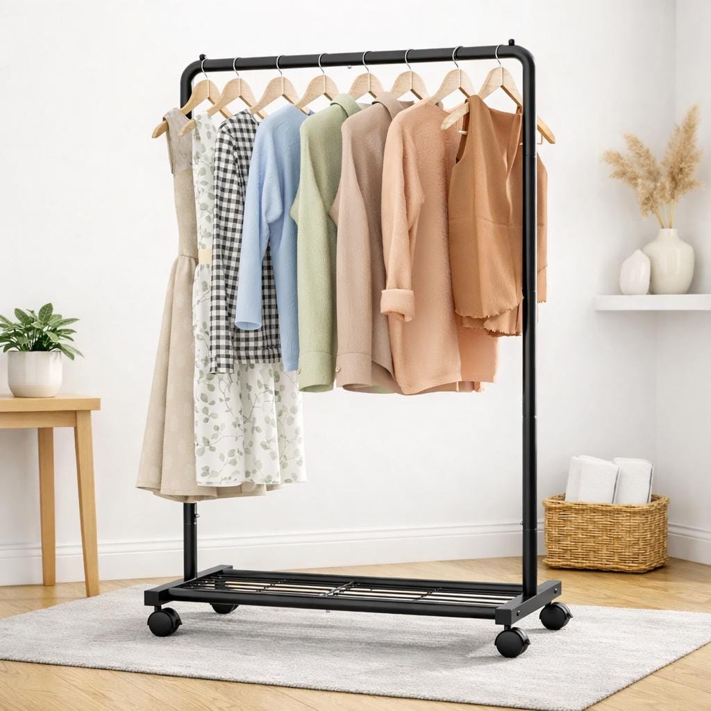 white christmas dresses Large Wooden Clothing Rack main image 1