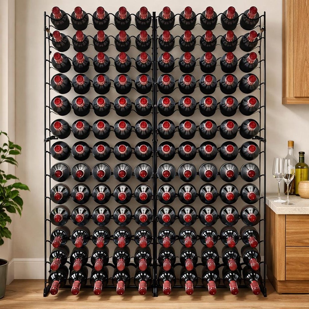 150 Bottle Metal Wine Rack, Freestanding or Wall Mount, Home Bar Decor ...