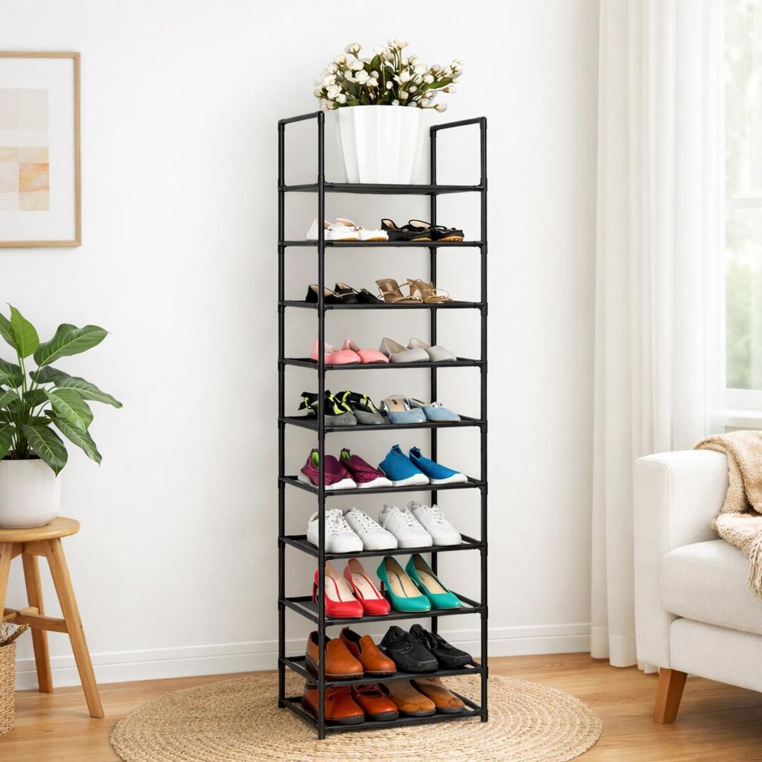 Tall 10-tier Shoe Rack: Narrow Freestanding Organizer - Etsy