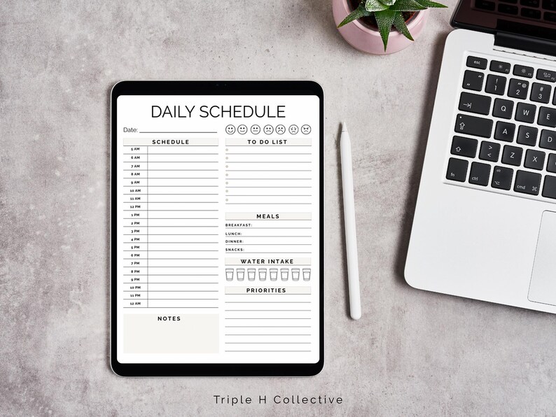 Editable Daily Planner Canva Template + Printable PDF | 7 Day Planner ...