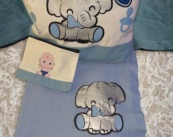 Elephant themed Baby diaper set w/blanket