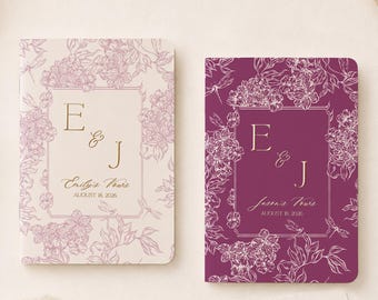 Gold Foil Vow Booklets | Set of 2 Custom Vow Books | Wedding Vow Books | French Toile Vow Booklets | His & Her Vow Books | Ceremony Books