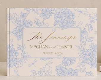 French Toile Floral Guest Book | Gold Foil Custom Sign In Book | Polaroid Instant Photo Reception Guestbook | Bridal Keepsake Memory Gift