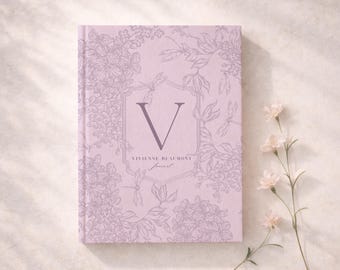Personalized Journal | Custom Notebook | Floral Monogram Journal | Custom Name Journal | Blue Toile Initial Notebook | Bridesmaid Gift