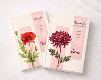 Personalized Journal | Custom Notebook | Personalized Birth Month Flower Journal | Custom Name Diary | Floral Journal | Bridesmaid Gift