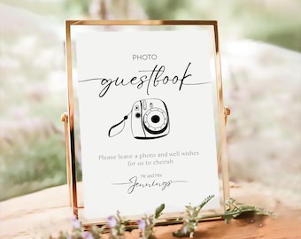 Digital Wedding Guest Book Sign Bundle | Polaroid Guestbook Sign | Instax Mini 11 12 Instruction Sign | Minimalist Wedding Sign | Table Sign