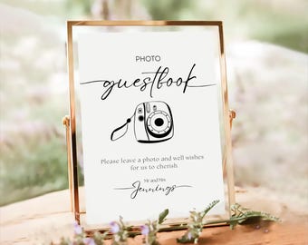 Printed Wedding Guest Book Sign | Polaroid Guestbook Sign | Instax Mini 11 12 Instruction Sign | Minimalist Wedding Sign Bundle | Table Sign