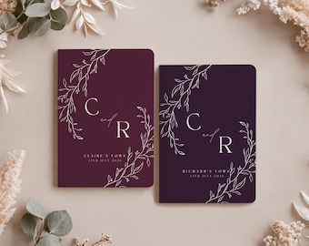 Personalized Wedding Vow Books | Custom Vow Book | Wedding Vow Books | Minimalist His & Her Vow Booklets, Pastel Toned Vow Books for Couples