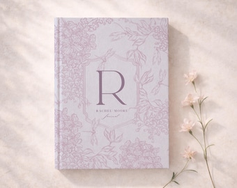 Personalized Journal | Custom Notebook | Floral Monogram Journal | Toile Initial Notebook | Pastel Toned Hardcover Journal | Bridesmaid Gift