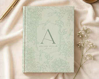 Personalized Notebook | Custom Journal | Floral Monogram Journal | Blue Toile Initial Notebook | Custom Name Journal | Bridesmaid Gift