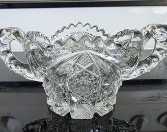 Azucarero de cristal "Nucut" de Imperial Glass, estilo vintage.