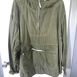 Vintage 90's Old Gap Olive Green Anorak Cotton Poplin Pullover Jacket Unisex XL
