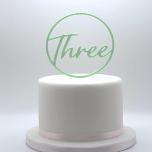 "3rd Birthday Cake Topper ""Three"":"