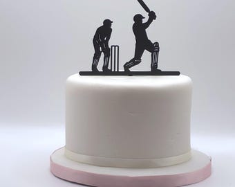Cricket Cake Topper: Batsman, Wicket Keeper Silhouette Sports Decor