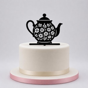 Adorno para tarta con forma de tetera de Staffordshire Pottery – Decoración floral de cerámica que evoca el patrimonio local de Potteries