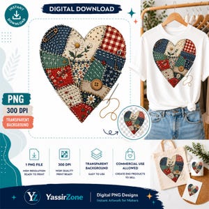 Corazón remendado PNG: Diseño Craftcore con reparación visible (Descarga digital)