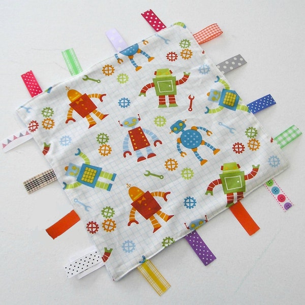 Junge Taggie Taggy Lovey Lovie Minky Dot Band Decke Tröster - Roboter