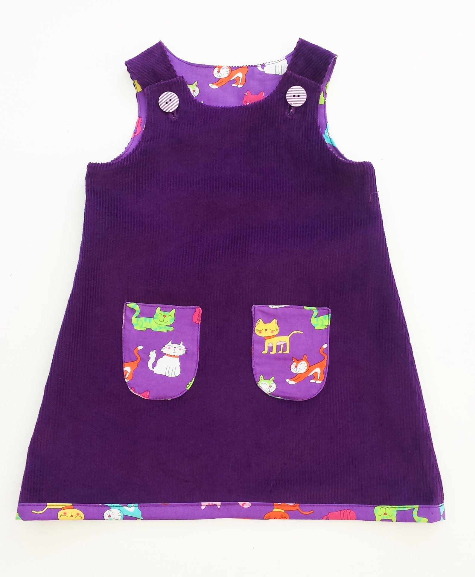 Girls Cat Dress Girls Reversible Dress Cat Dress Cat Etsy