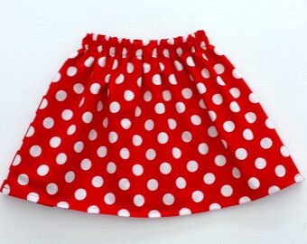 Girls Skirt, Polka Dot Skirt, Girls Dot Skirt. Minnie Mouse Skirt, Summer Clothes, Red Skirt, Birthday Outfit, Baby Gift, Party Skirt