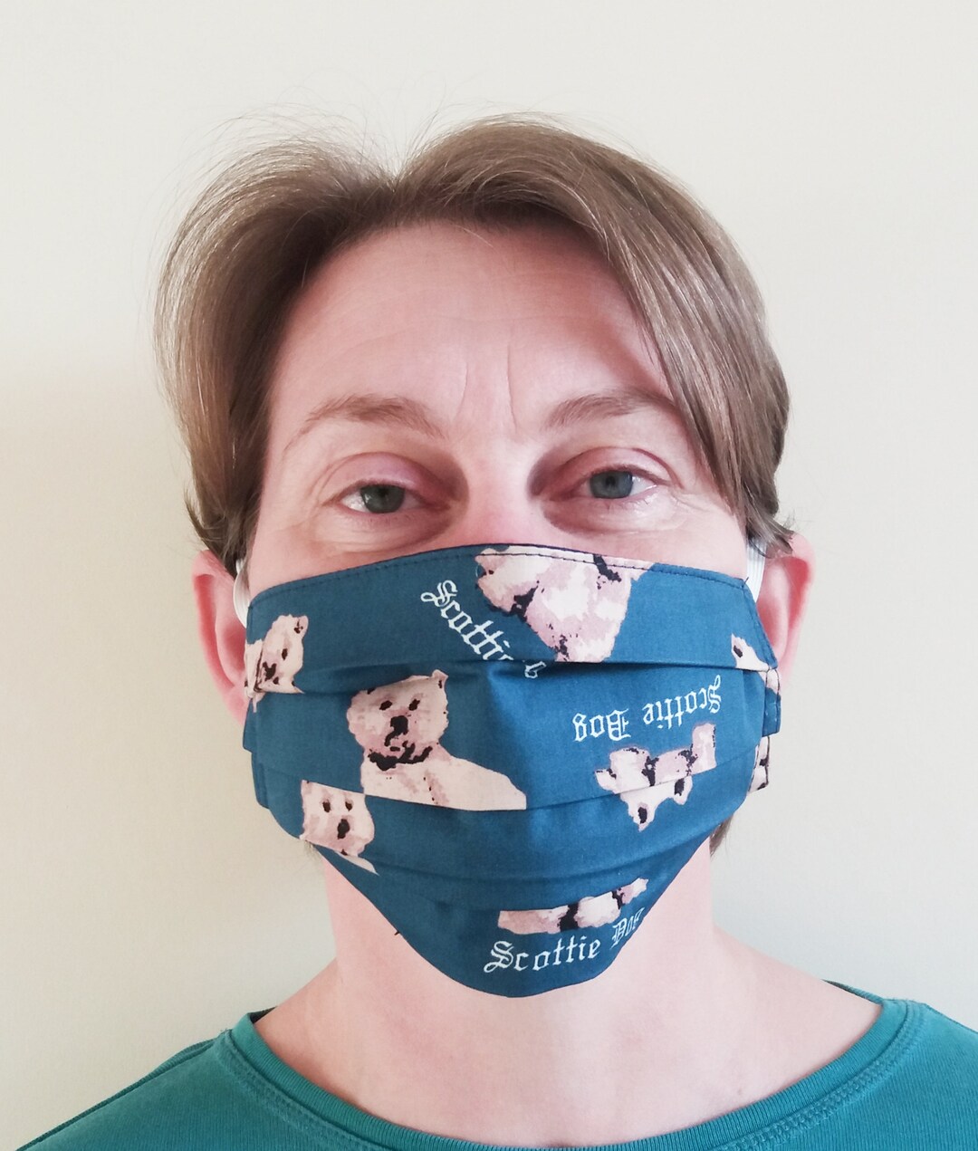 Face Mask, Scottie Dog Face Mask, Washable Mask, Dog Face Mask, Double Layer Face Mask, Pleat