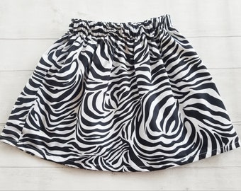 Zebra Skirt, Girls Skirt, Girl Zebra, Girls Party Skirt, Zebra Clothing, Zebra Outfit Summer Skirt, Birthday Outfit, Black and White Skirt