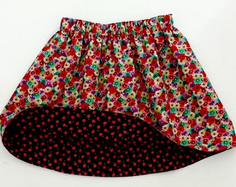 Girls Skirt, Girls Reversible Skirt, Reversible Clothing, Girls Strawberry Skirt, Girls Daisies Skirt, Strawberries, Daisies, Toddler Skirt