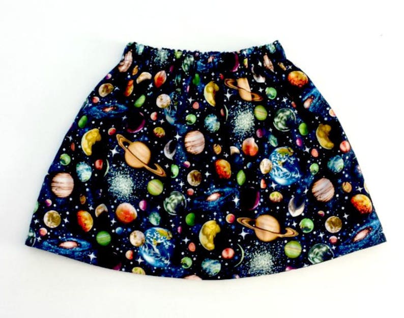 Planets Skirt, Outer Space, Space Skirt, Space Outfit, Planet Gift, Space Gift, Girls Skirt, Galaxy Skirt, Galaxy Party Skirt, Galaxy Outfit image 1